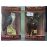 TWO WHYTE & MACKAY ROYAL DOULTON SCOTCH WHISKY DECANTERS from the "Birds of Prey" series, being a