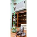 A MODERN DECORATIVE GLASS & METAL HOOKAH PIPE