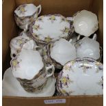 A HAND COLOURED MELBA CHINA FLUTED PART TEA SERVICE