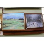 "PONZI" TWO LANDSCAPE STUDIES, one oil on board, moonlit scene depicting Stratford Upon Avon Church,