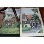 TWO UNFRAMED WATER COLOUR STUDIES from the late 1930's signed M Walker