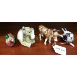 FOUR NOVELTY LIDDED BOXES IN THE FORMS OF ANIMALS