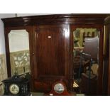 A LATE 19TH / EARLY 20TH CENTURY MAHOGANY FINISHED TRIPLE WARDROBE COMPACTUM UNIT, having dentil