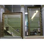 TWO FANCY GILT FRAMED RECTANGULAR PLAIN PLATE MIRRORS