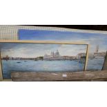 "PONZI" AN OIL ON CANVAS STUDY FEATURING A VIEW OF VENICE, with St. Marks tower, initialled and