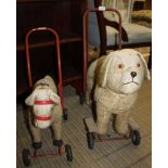 TWO VINTAGE PUSH-ALONG PLUSH TOYS one canine, one equine