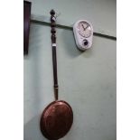 A WALL CLOCK WITH TIMER together with a copper headed warming pan