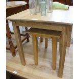 TWO MODERN LIGHT OAK SIDE TABLES