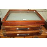 A SELECTION OF WOODEN FRAMED GLASS TOP DISPLAY CASES