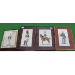 A SELECTION OF GLAZED & FRAMED PICTURES OF SOLDIER'S UNIFORMS
