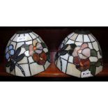 A PAIR OF LEADED GLASS LAMP SHADES