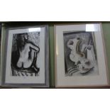 TWO AMATEUR ORIGINAL ARTWORKS by local artists, each plain mounted in washed wood frame