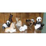 EIGHT VARIOUS RUSSIAN PORCELAIN ANIMAL FIGURES