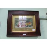 AN OIL ON BOARD FRUIT STILL LIFE STUDY, gilt mounted in plain oak frame