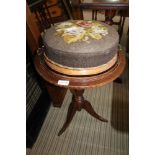 A MAHOGANY FINISHED CIRCULAR TOPPED OCCASIONAL TABLE with removable tray top, together with a