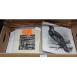 A BOX CONTAINING AN INTERESTING COLLECTION OF PREDOMINANTLY UNMOUNTED PRINTS the majority