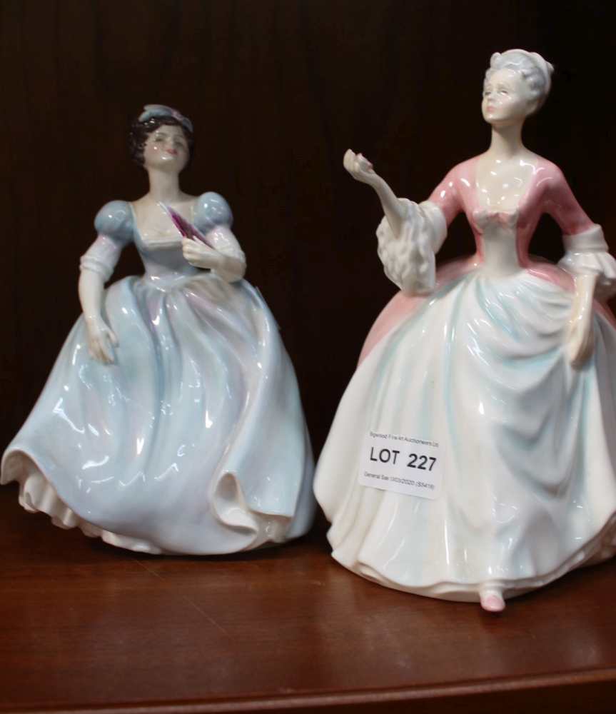 A ROYAL DOULTON FIGURE OF "DIANA" model HN3266, together with a Doulton style bone china figure