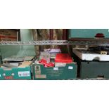 FOUR BOXES CONTAINING AN EXTENSIVE COLLECTION OF MODEL RAILWAY ITEMS, EQUIPMENT & ACCESSORIES