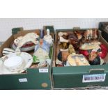 TWO BOXES CONTAINING A SELECTION OF DOMESTIC POTTERY & PORCELAIN
