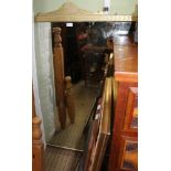A LARGE PLAIN PLATE WALL MIRROR with later gilt painted wooden frame