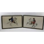 ANTHONY JOHN "Wellington & Napoleon", equestrian portraits, a pair of watercolour paintings,