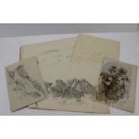 J.C. HARRISON A sketchbook of Artist's pencil drawings, landscape etc., one signed