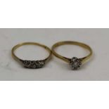 TWO 18CT GOLD LADY'S DIAMOND SET DRESS RINGS, combined weight; 4.4g