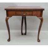 AN EARLY 19TH CENTURY OAK FOLDOVER TEA TABLE, fitted with a single slender drawer, having double