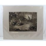 AFTER ARCHIBALD THORBURN "The Haunt of the Roe", en grisaille print, published by the Fine Art