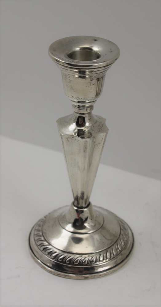 A PAIR OF STERLING SILVER CANDLESTICKS, on circular platform bases, 16.5cm high, together with a - Image 3 of 5