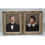 A MACCAFERRI "Lady & Gentleman",a pair of early 20th century portraits. Oil paintings on canvas,