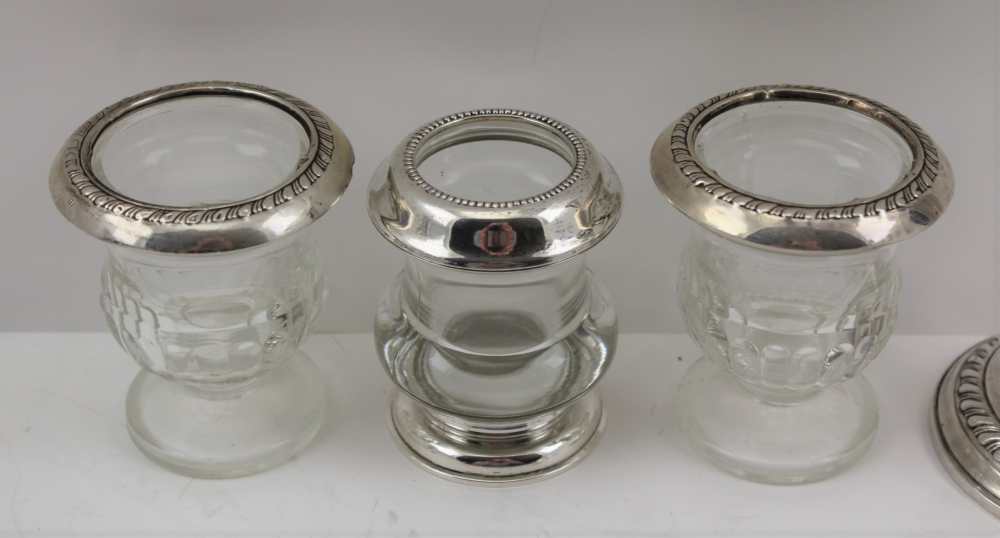 A PAIR OF STERLING SILVER CANDLESTICKS, on circular platform bases, 16.5cm high, together with a - Image 5 of 5