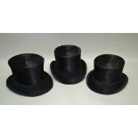 THREE TOP HATS; Robert Heath size 54, Sam Evans Llanelly, size 51 and one un-named size 52