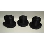 THREE TOP HATS by G.A. Dunn, sizes; 54, 49 and 53