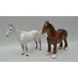 A BESWICK SHIRE HORSE, No. 818, together with a Beswick figure of a dapple grey horse (2)