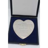 A SILVER HALLMARKED PRESENTATION HEART from The Variety Club of Great Britain Midlands Region to Sir