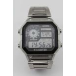 A CASIO AE-1200 DIGITAL MULTI FUNCTION WRIST WATCH on bracelet strap