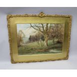 W. RAMSAY "Sheep in a woodland beside a stream". Late 19th/early 20th century Watercolour study,