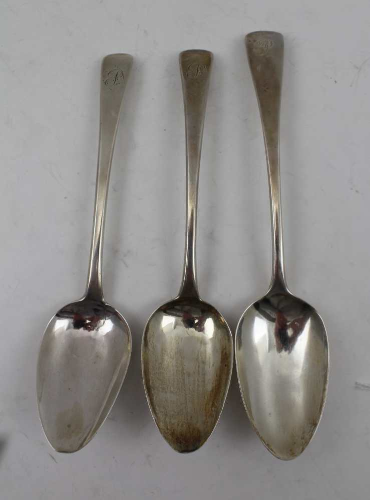 CHRISTOPHER & THOMAS WILKES BARKER A GEORGE III SILVER TABLE SPOON OF HANOVERIAN DESIGN, monogrammed