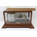 A 'J WEBSTER & CO' BAROGRAPH in mahogany glazed case, 30cm x 15cm x 18.5cm high, (base widens out on