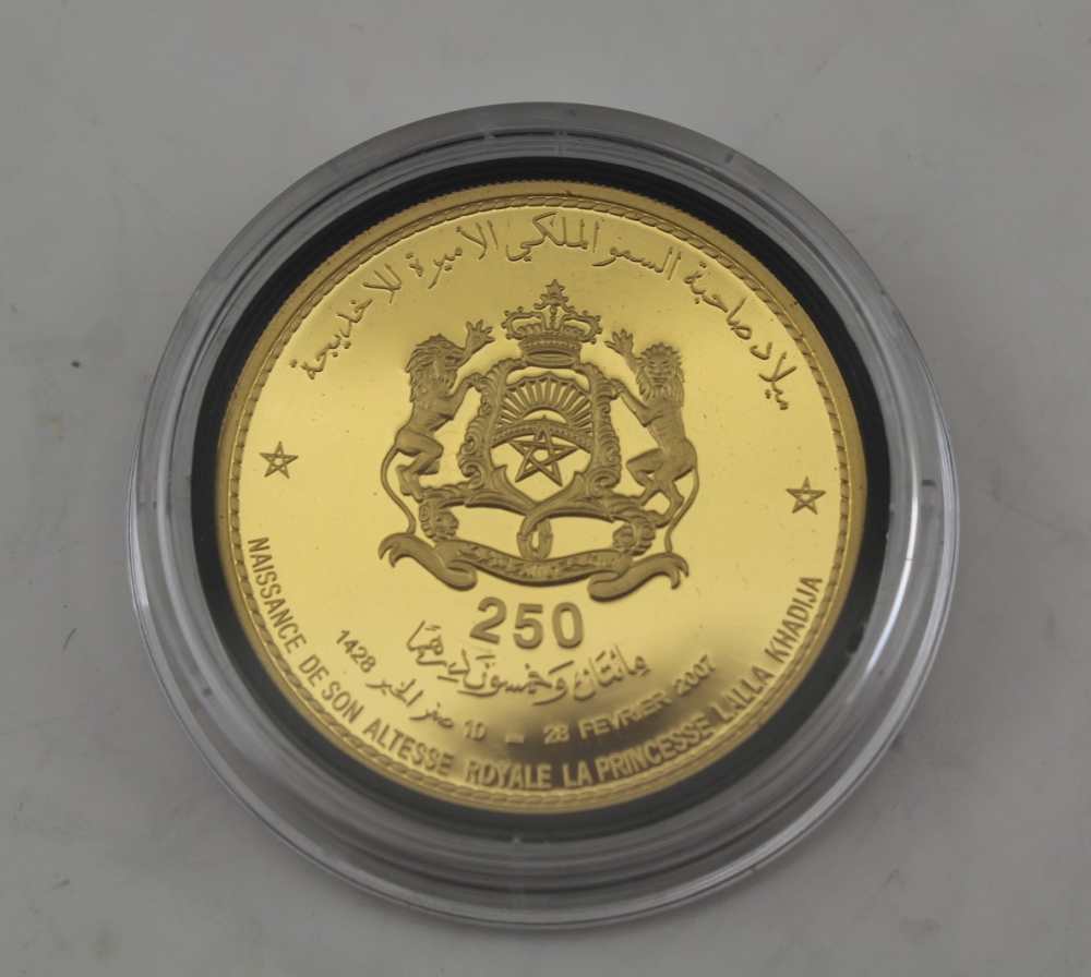 A GOLD MOHAMMED VI ROYAUME DU MAROC 250 DIRHAMS PROOF COIN, 25g, 37mm diameter, in plastic case - Image 5 of 5