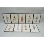 ANTHONY JOHN "European Military Uniform Studies", a collection of nine watercolour paintings, mostly