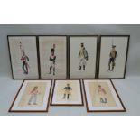 ANTHONY JOHN "European Military Uniform Studies", a collection of seven watercolour paintings of the