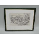 N. NEASOM (1915-2010) "Hoo Mill, Alcester", a pencil study of a fisherman by a weir, 17cm x 27cm,