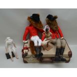 TWO "HEADLINES" SEATED FOX FIGURES "Master of the Hounds" and "Lord of the Manor" and a FELT &