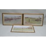 AFTER CECIL ALDIN (1870-1935) A set of three coloured Fox Hunting prints, 34cm x 64cm, plain mounted