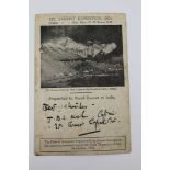 EVEREST EXPEDITION 1924 A VINTAGE POSTCARD issued for the Mount Everest Expedition of 1924,