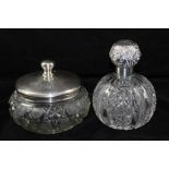 GEORGE UNITE AN EDWARDIAN SILVER MOUNTED SCENT BOTTLE of grenade form, having cut glass body with