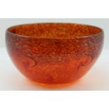 A STRATHEARN ART GLASS BOWL, orange swirl with Aventurine inclusions, bears Salmon seal mark to