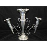 WALKER & HALL A VICTORIAN DESIGN SILVER EPERGNE, the wrought frame on loaded base holding a